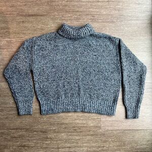 Cropped Turtleneck Knit Sweater